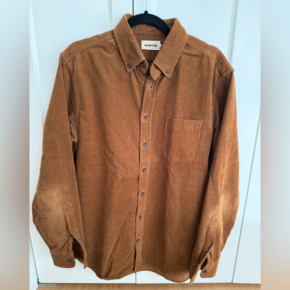 Taylor Stitch Tan Camel Corduroy Button Down Shirt - Large (42)